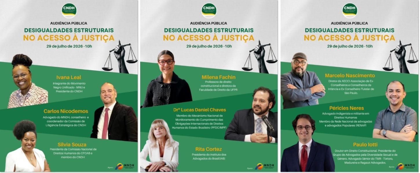 CNDH promove audiência pública sobre desigualdades estruturais no acesso à Justiça